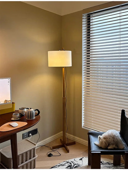 Japanese floor lamp Designer fabric Liftable adjustable floor lamp Retro wooden floor lamps Living Room Salon reading floor lamp