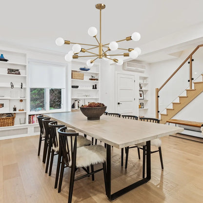 Multi-Head Chandelier – Modern Gold & Black LED Ceiling Light for Living & Dining Room