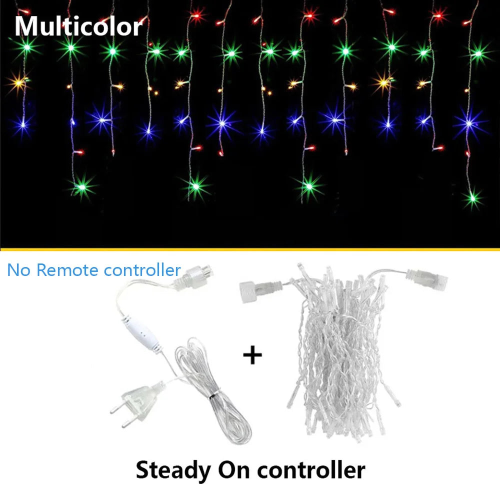 Icicle String Lights Outdoor LED Fairy Lights Garland For New Year Party Wedding Garden Terrace Christmas Decoration Lamps