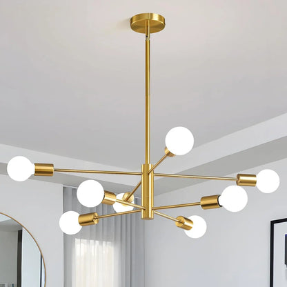 Multi-Head Chandelier – Modern Gold & Black LED Ceiling Light for Living & Dining Room