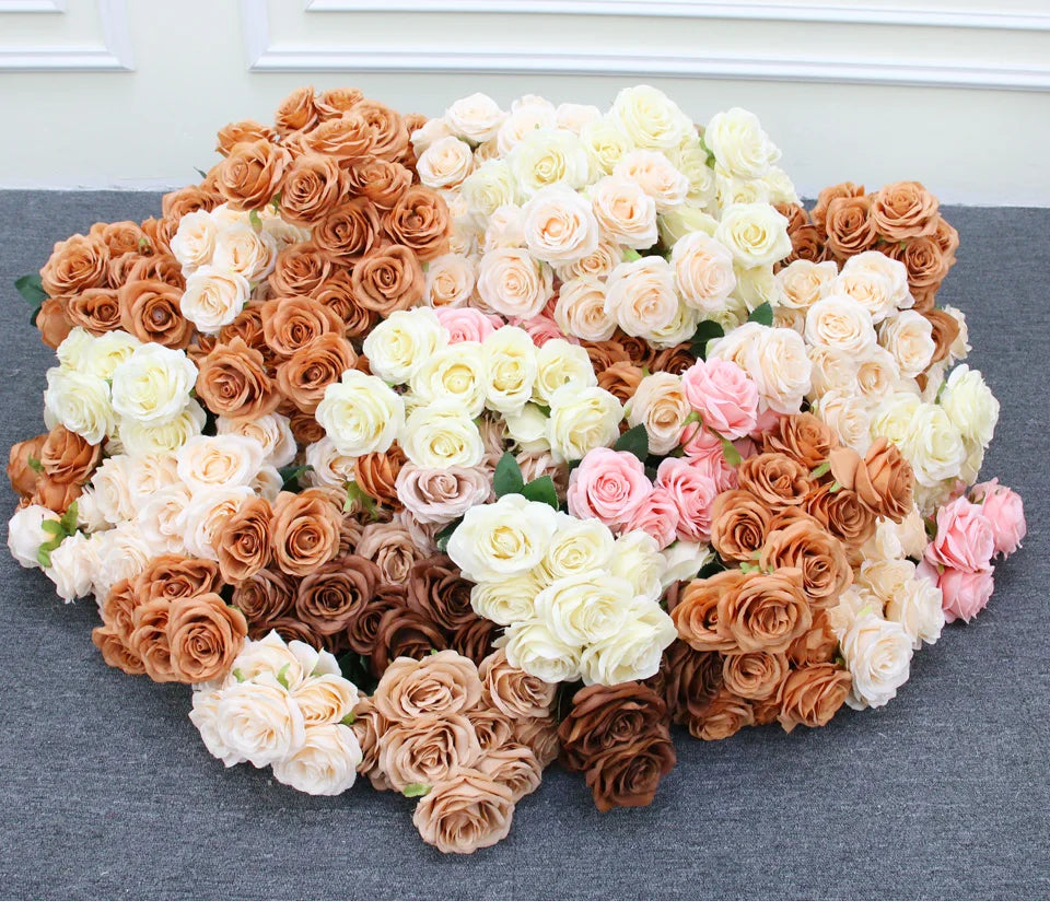 9 Heads 1 Bunch Camellia Rose Artificial Flower Holding Bouquets Party Wedding Scene Display Room Home Decor Fake Floral Gifts