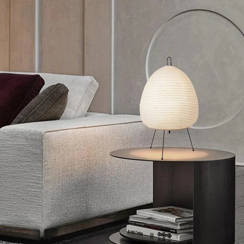 Rice Paper Table Lamp – Handmade Retro LED Art Design Light for Bedroom & Living Room