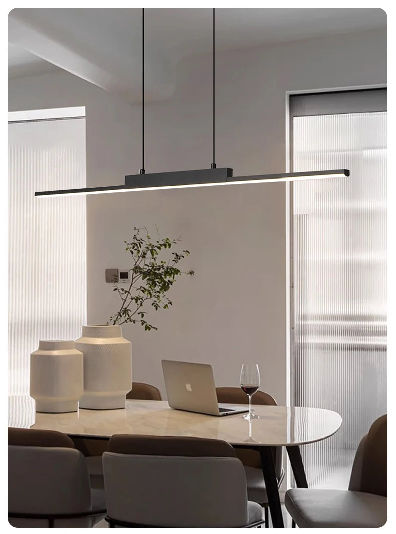 Modern Linear Pendant Light – Long Chandelier for Dining Room & Kitchen