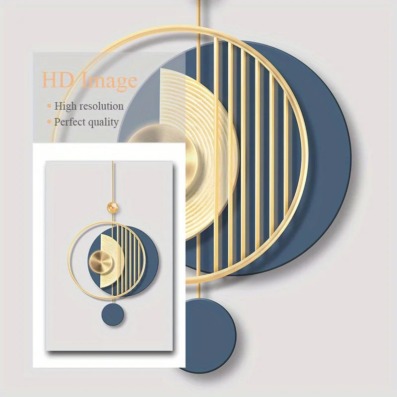 Gold & Blue Abstract Art Prints — Set of 3