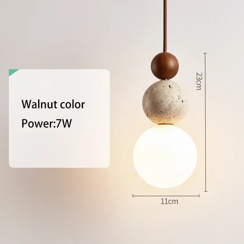 Bauhaus Cream Stone Pendant Lamp – Designer LED Chandelier for Bedroom & Dining