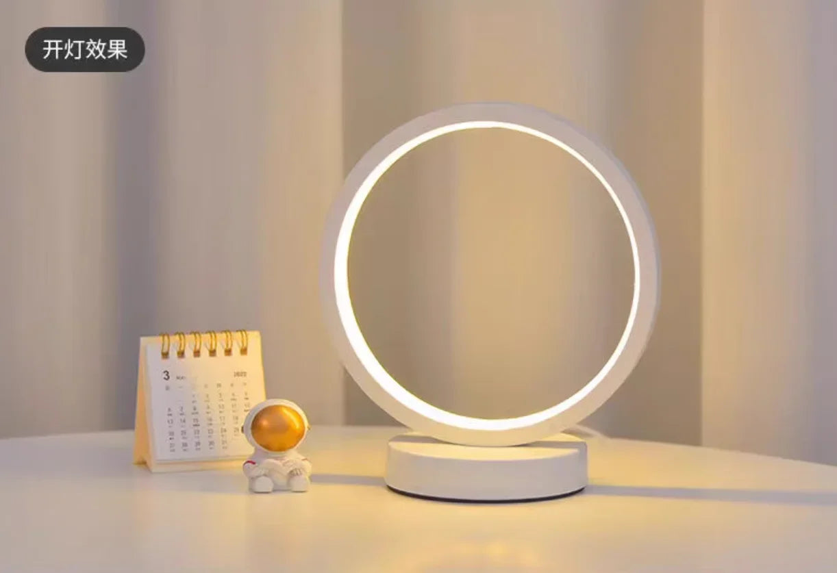 20cm LED Ring Table Lamp – Dimmable Round Night Light