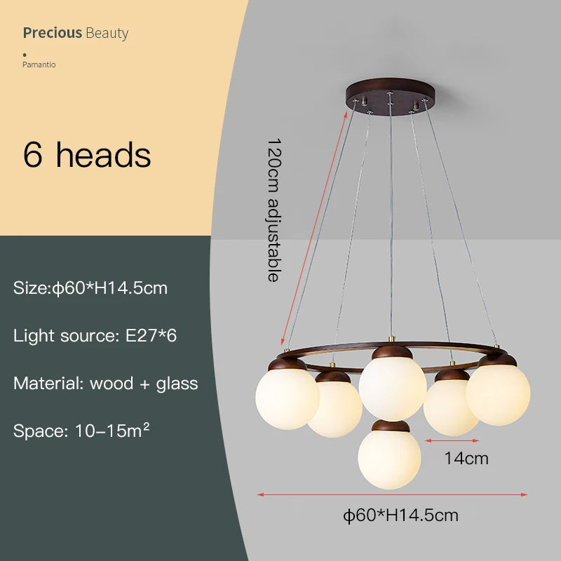 Nordic Wood Ring Chandelier – Modern LED Pendant Light for Dining Room & Living Room
