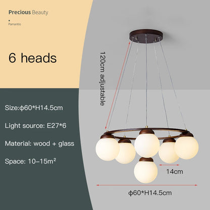 Nordic Wood Ring Chandelier – Modern LED Pendant Light for Dining Room & Living Room