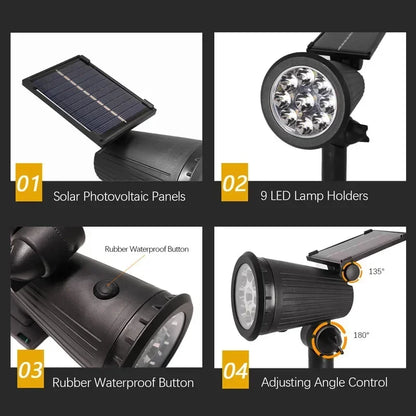 Solar In-Ground LED Spotlights (1–4 Pack) – IP65 Adjustable Landscape Lights