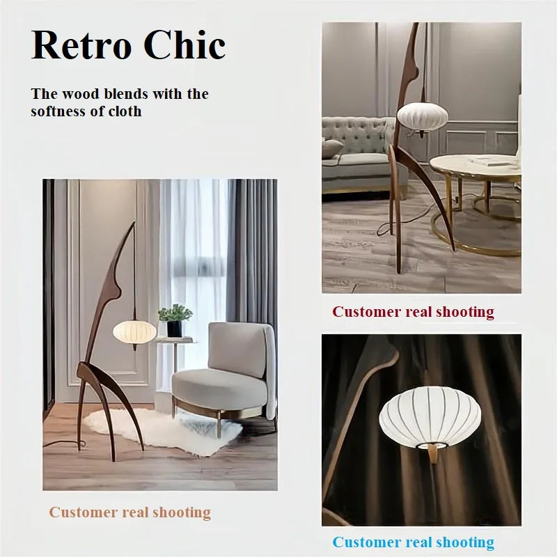 Japanese Modern Simple Walnut Solid Wood Floor Lamp Living Room Bedroom Bedside Creative Exhibition Hall Corner Standing Light