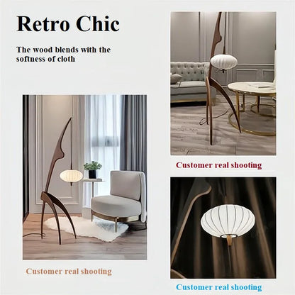 Japanese Modern Simple Walnut Solid Wood Floor Lamp Living Room Bedroom Bedside Creative Exhibition Hall Corner Standing Light
