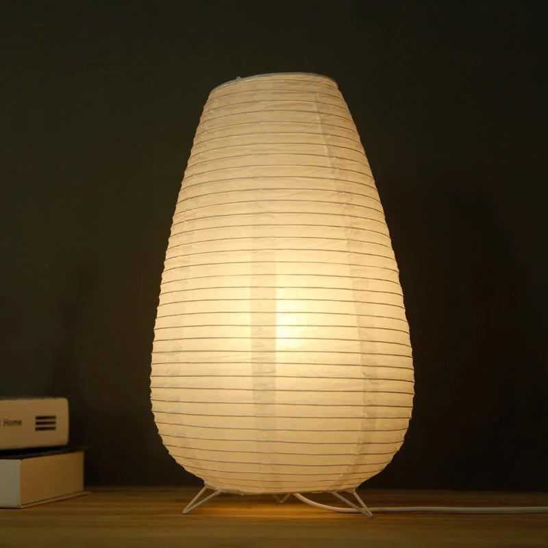 Rice Paper Table Lamp – Handmade Retro LED Art Design Light for Bedroom & Living Room