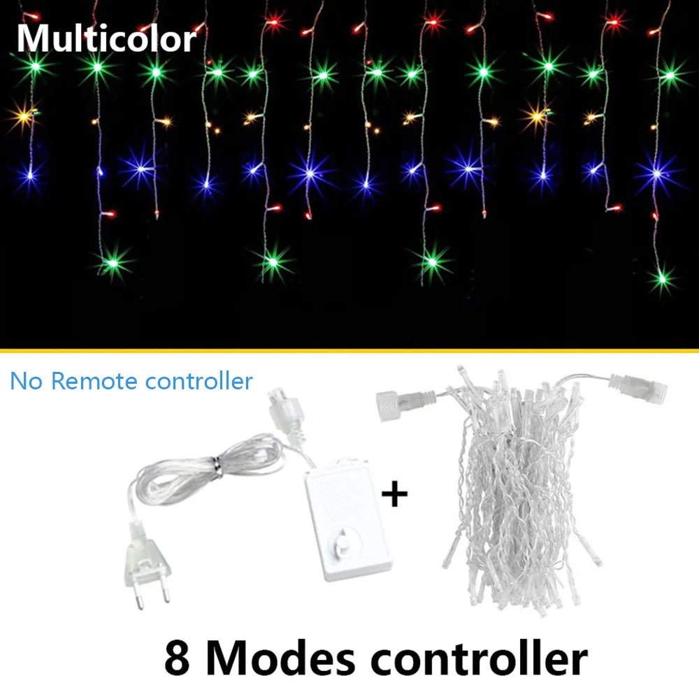 Icicle String Lights Outdoor LED Fairy Lights Garland For New Year Party Wedding Garden Terrace Christmas Decoration Lamps