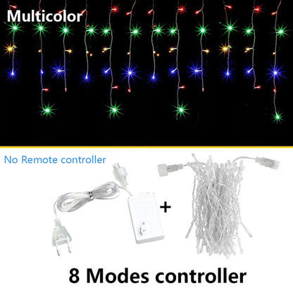 Icicle String Lights Outdoor LED Fairy Lights Garland For New Year Party Wedding Garden Terrace Christmas Decoration Lamps