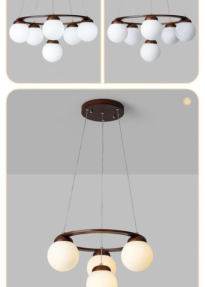 Nordic Wood Ring Chandelier – Modern LED Pendant Light for Dining Room & Living Room
