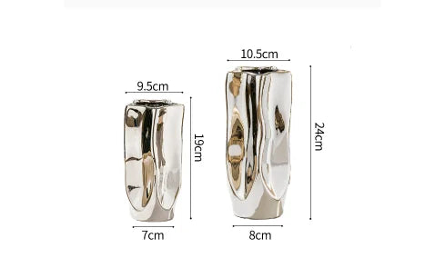 Silver Electroplated Ceramic Vase