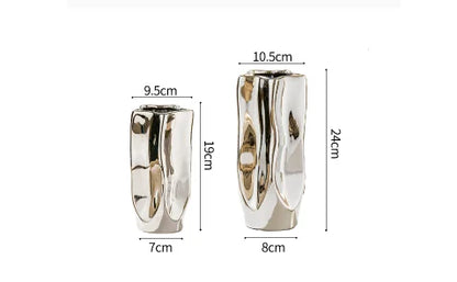 Silver Electroplated Ceramic Vase