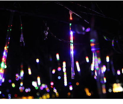 Solar Meteor Shower Lights Outdoor Meteor Lights 10Tubes Waterproof LED Falling Raindrop Christmas Halloween Fairy String Lights