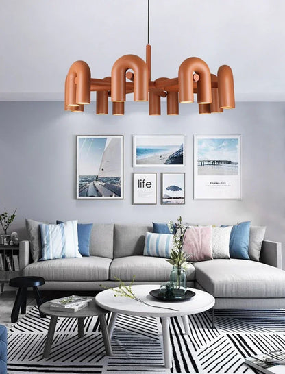 Nordic U-Shaped Art Chandelier – Designer LED Pendant Light for Living Room & Dining
