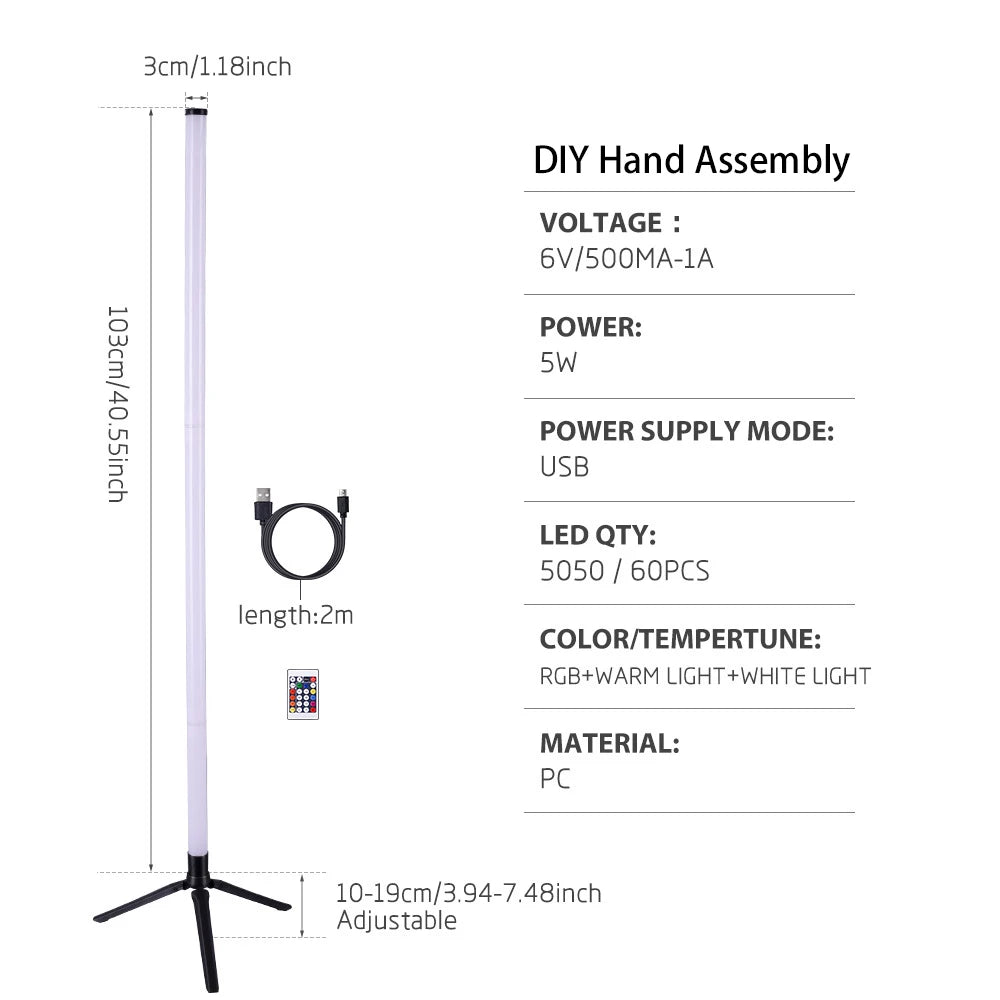 RGB LED Floor Lamp Remote APP Control Music Sync Corner Mood Lighting Smart Modern Mood Standing Lights for Bedroom Living Room