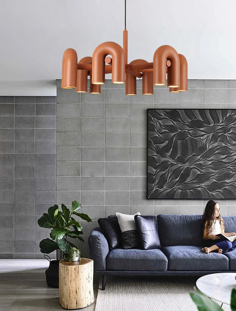Nordic U-Shaped Art Chandelier – Designer LED Pendant Light for Living Room & Dining