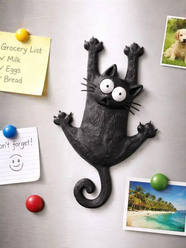 Creative & Cute Magnetic Cat Refrigerator Magnet — "Hang in There, Fridge Cat"