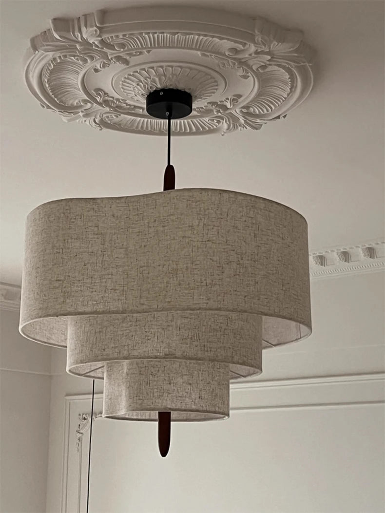 Nordic Wabi-Sabi Fabric Pendant Light – Minimalist Chandelier for Living & Dining Room