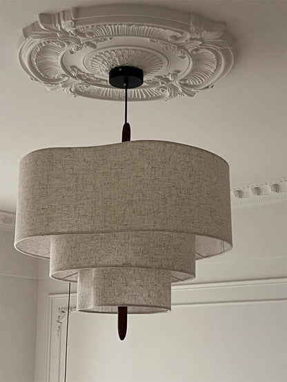 Nordic Wabi-Sabi Fabric Pendant Light – Minimalist Chandelier for Living & Dining Room