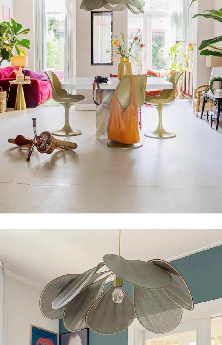Colorful Petal Pendant Light – Fabric Flower Chandelier for Living Room & Bedroom