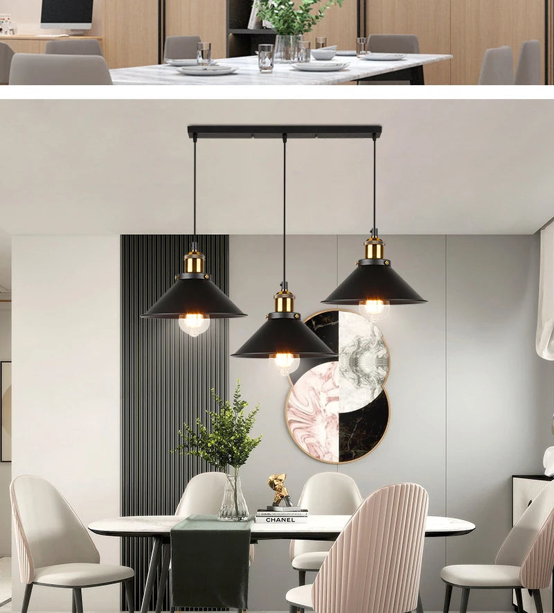 Vintage Loft Edison Pendant Light – Industrial Retro Chandelier for Living Room