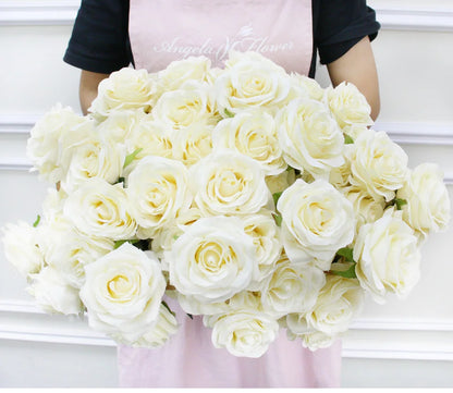 9 Heads 1 Bunch Camellia Rose Artificial Flower Holding Bouquets Party Wedding Scene Display Room Home Decor Fake Floral Gifts