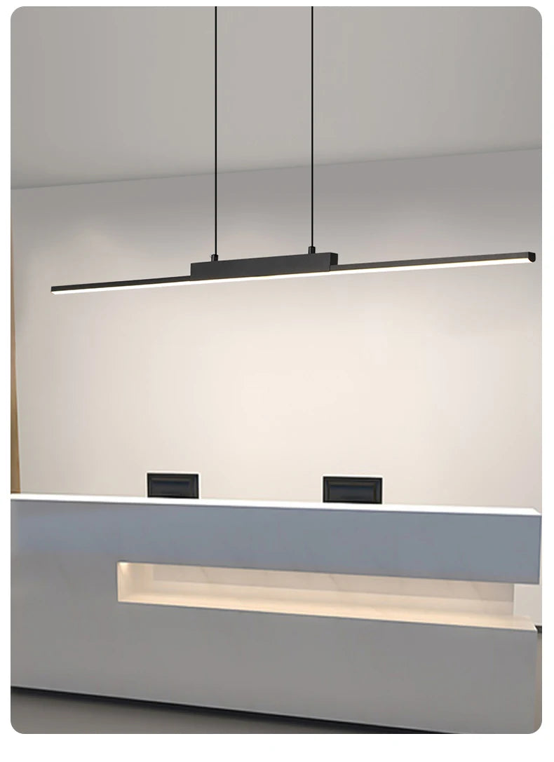 Modern Linear Pendant Light – Long Chandelier for Dining Room & Kitchen