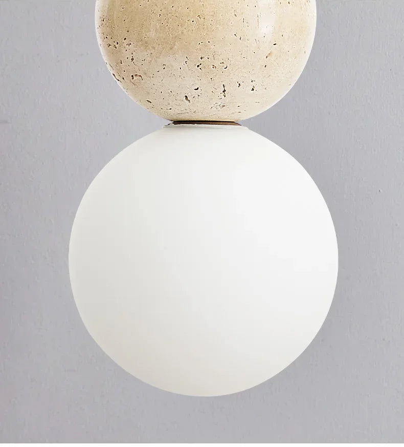 Bauhaus Cream Stone Pendant Lamp – Designer LED Chandelier for Bedroom & Dining