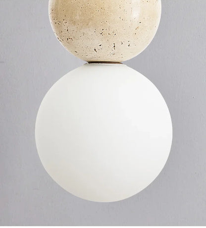 Bauhaus Cream Stone Pendant Lamp – Designer LED Chandelier for Bedroom & Dining