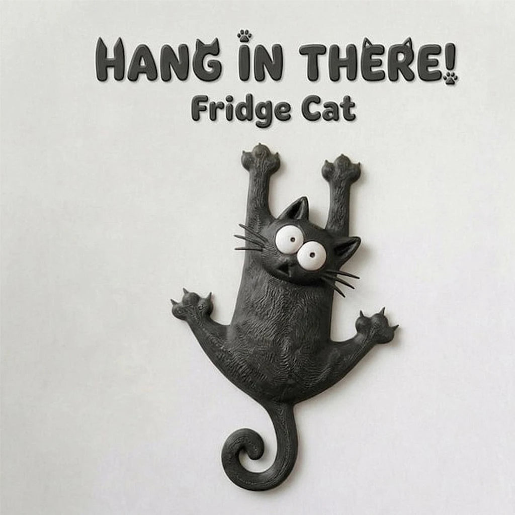 Creative & Cute Magnetic Cat Refrigerator Magnet — "Hang in There, Fridge Cat"