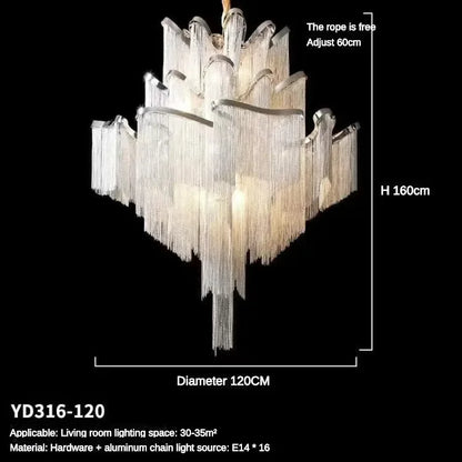 Floral Tassel Staircase Chandelier – Grand LED Pendant for Villa & Duplex Spaces