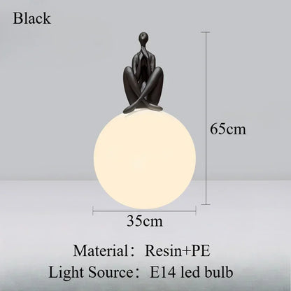 Nordic Art Floor Lamp Abstract Humanoid Holding Ball Vertical Light for Living Room Bedroom Creative Sculpture Decor Desk Lamps