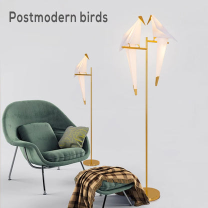 Perch Light Floor Lamp Led Designer gold Origami Bird Standing Lamps for Living Room creative Art Deco safaside corner Lamp