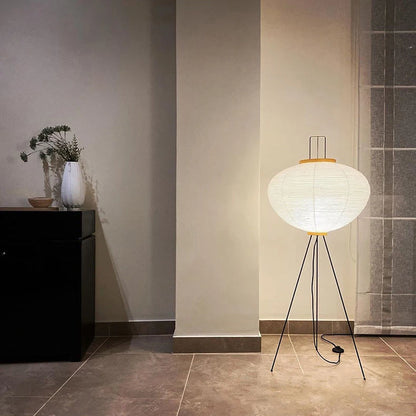 Simplified Japanese Xuan Paper Floor Lamp Bedroom Living Room Restaurant Decorative Lamp Retro Art Design Floor Lamp
