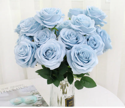9 Heads 1 Bunch Camellia Rose Artificial Flower Holding Bouquets Party Wedding Scene Display Room Home Decor Fake Floral Gifts