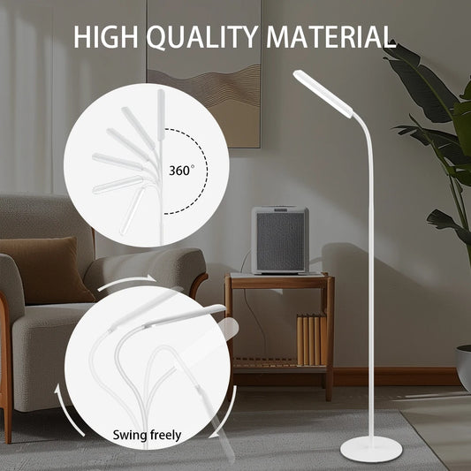 LED Floor Lamp For Living Room Adjustable Gooseneck Stand Light Remote Dimmable Indoor Bedroom Standing Reading Work Light