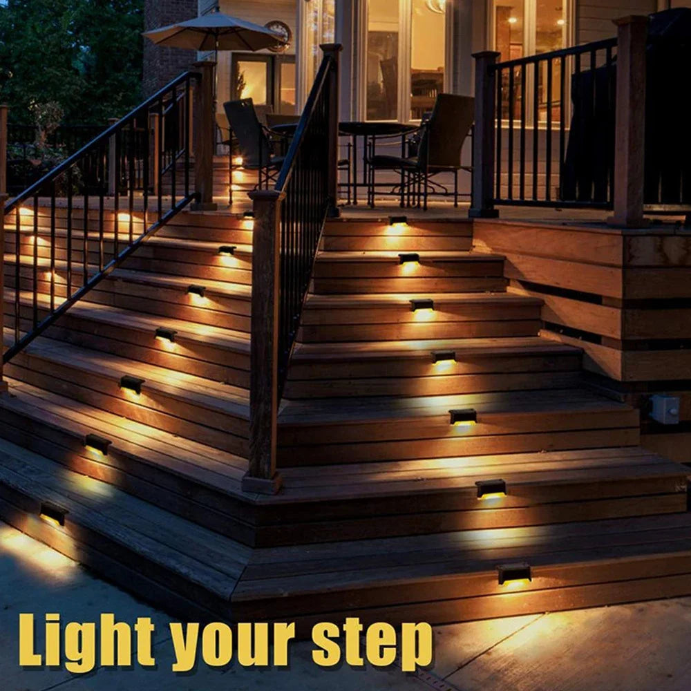 Solar LED Step & Fence Lights – Warm White Outdoor Stair Lighting