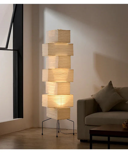 Akari-Style Rice Paper Floor Lamp – Japanese Designer Standing Light