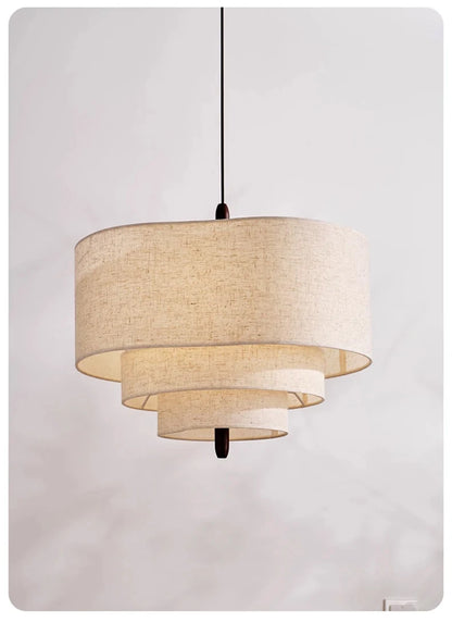 Nordic Wabi-Sabi Fabric Pendant Light – Minimalist Chandelier for Living & Dining Room
