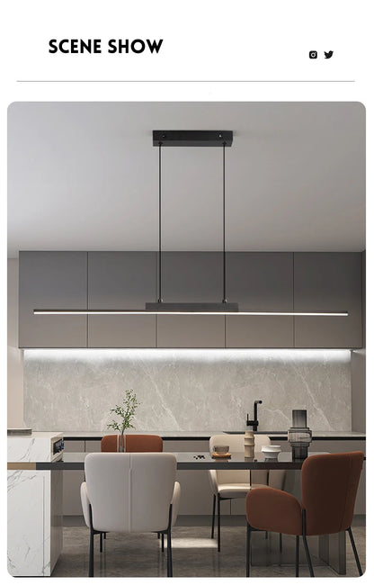 Modern Linear Pendant Light – Long Chandelier for Dining Room & Kitchen
