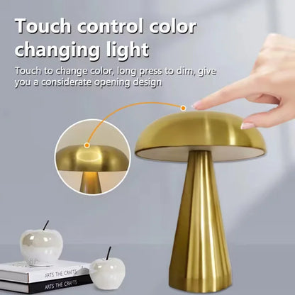 Retro Mushroom LED Table Lamp – Rechargeable Touch Bedside Light