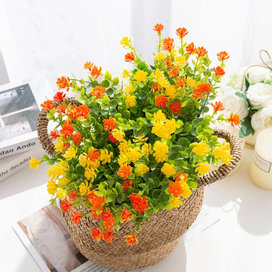 Artificial Plastic Flowers Fake Eucalyptus Plant Wedding bridal bouquet Christmas Decor Vase for Home windowsill bonsai Festival