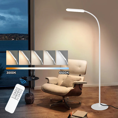 LED Floor Lamp For Living Room Adjustable Gooseneck Stand Light Remote Dimmable Indoor Bedroom Standing Reading Work Light