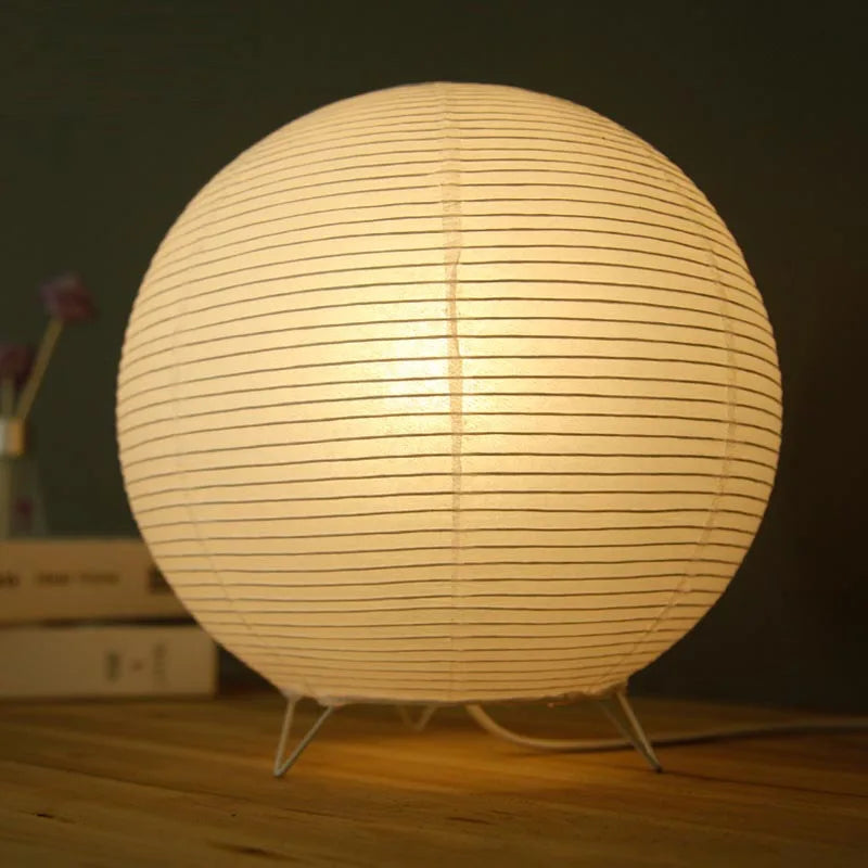 Rice Paper Table Lamp – Handmade Retro LED Art Design Light for Bedroom & Living Room