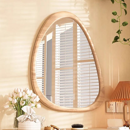 Asymmetrical Wooden Wall Mirror